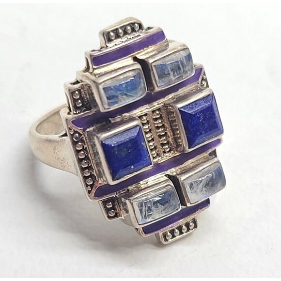 Nicky Butler Jewelry - Nicky Butler sterling 925 lapis lazuli moonstone geometric ring purple enamel, 7